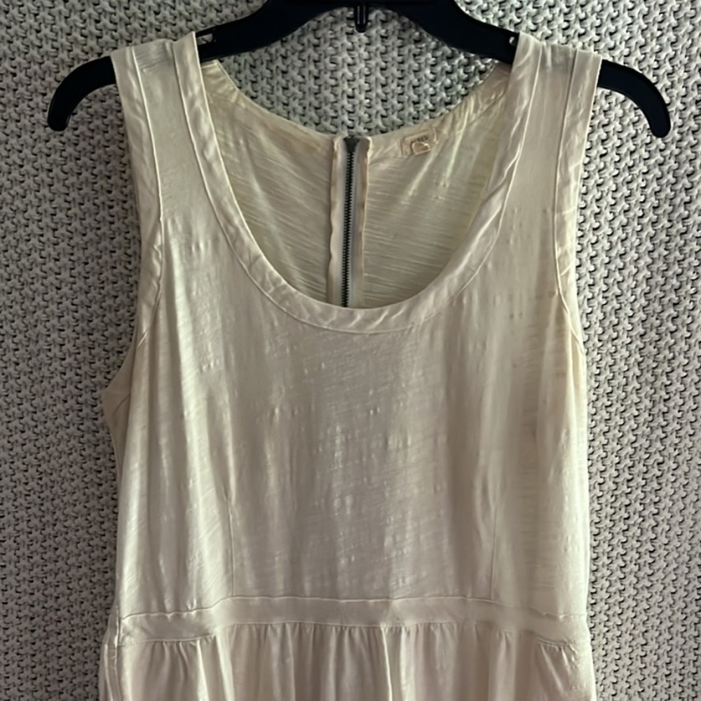 J Crew Cream Linen sleeveless Scoop Neck Dress; Size M